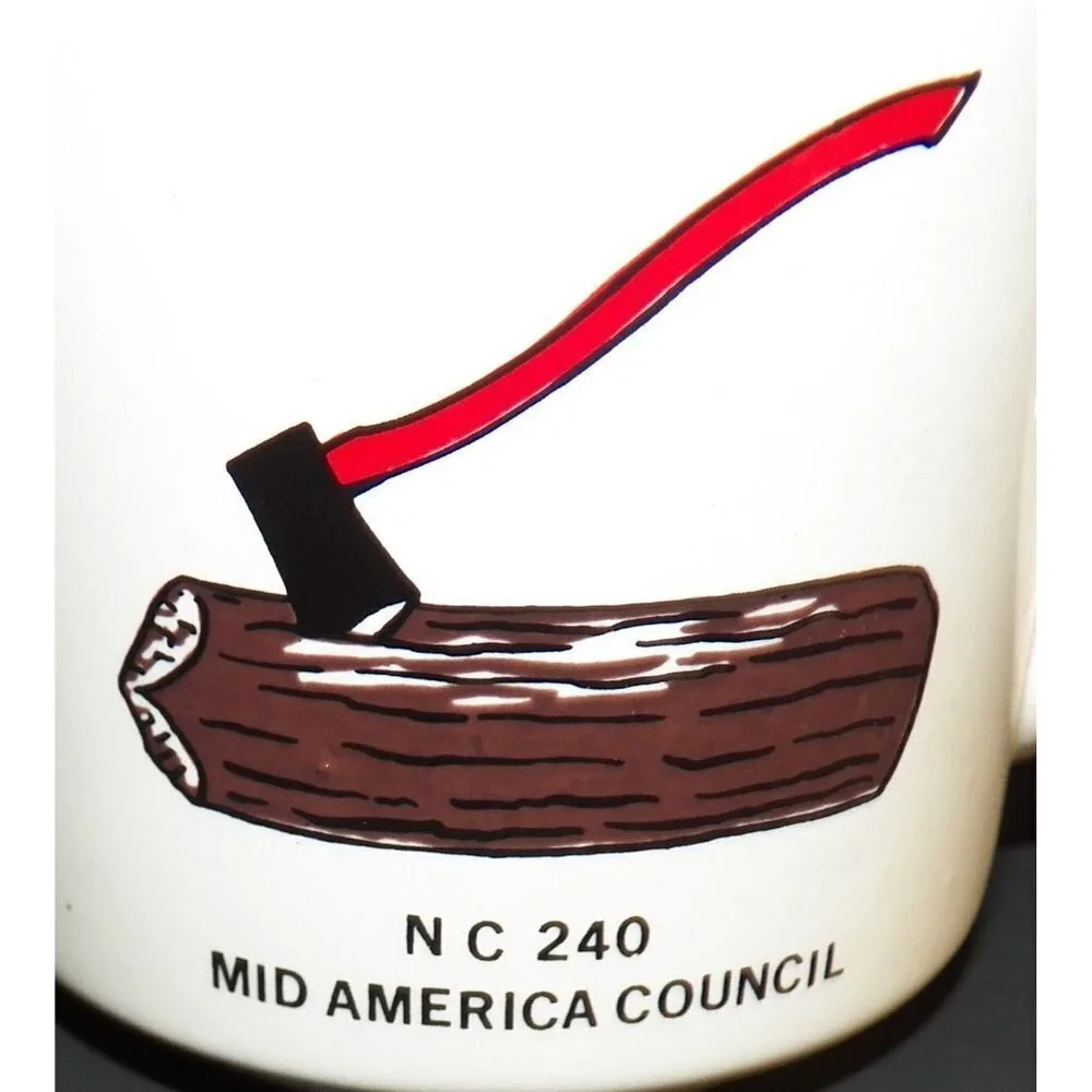 BSA Boy Scout Ax in Log Mug Coffee Cup Glass Souvenir NC 240 Mid America Council